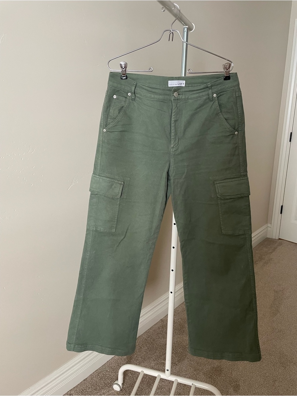 LOFT Olive Green Wide-Leg Cargo Jeans